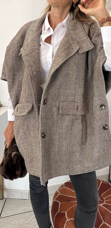 Manteau Gigi Beige/blanc