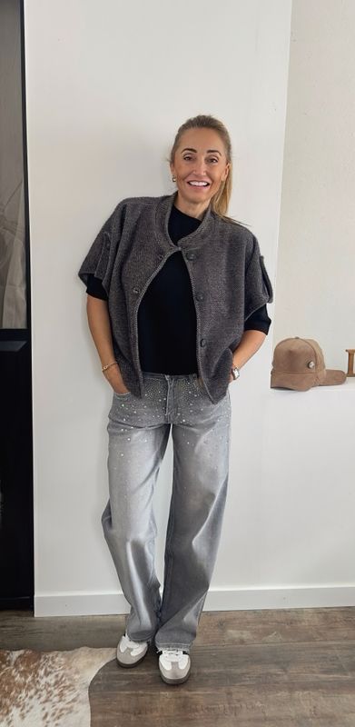 Gilet cape Kaloo Noir et Gris