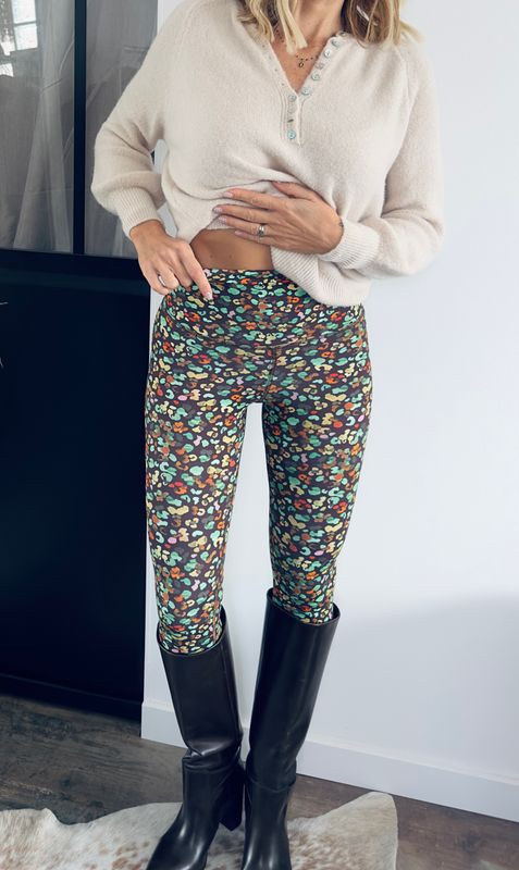 Leggings léopard marron vert