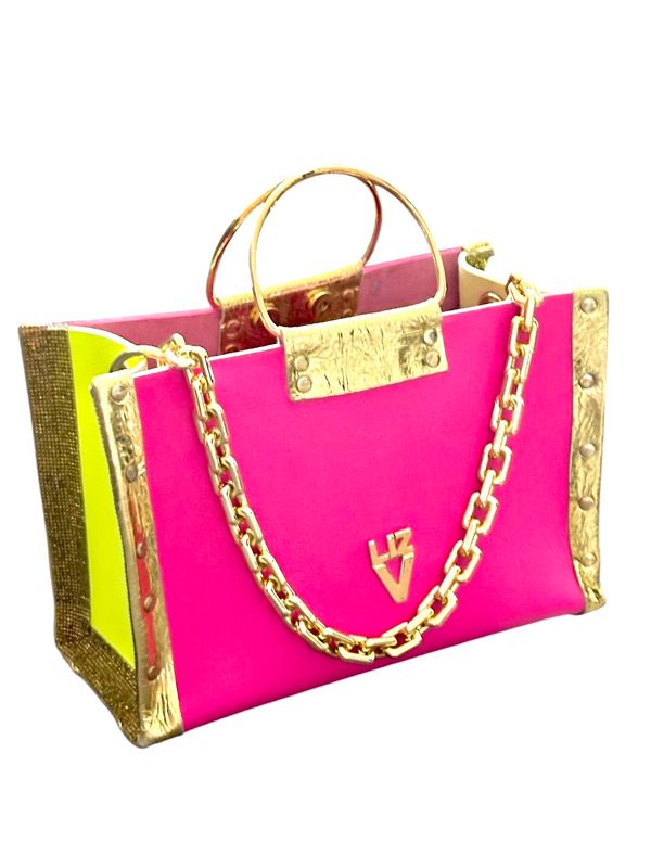 Bolso flúor rosa amarillo 