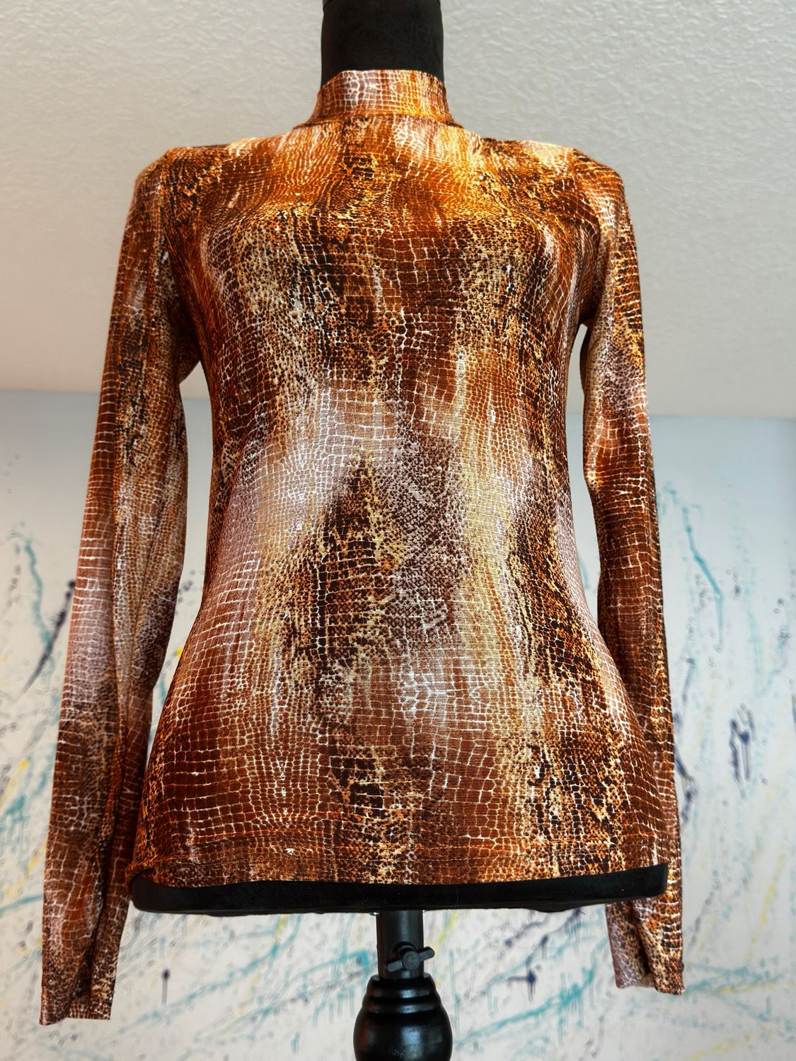 Willow & Root Snake Print Mock Neck Top  Size (Small)