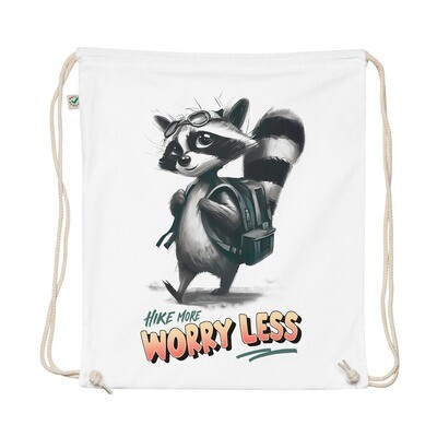 Organic cotton drawstring bag - Hike More Worry Less