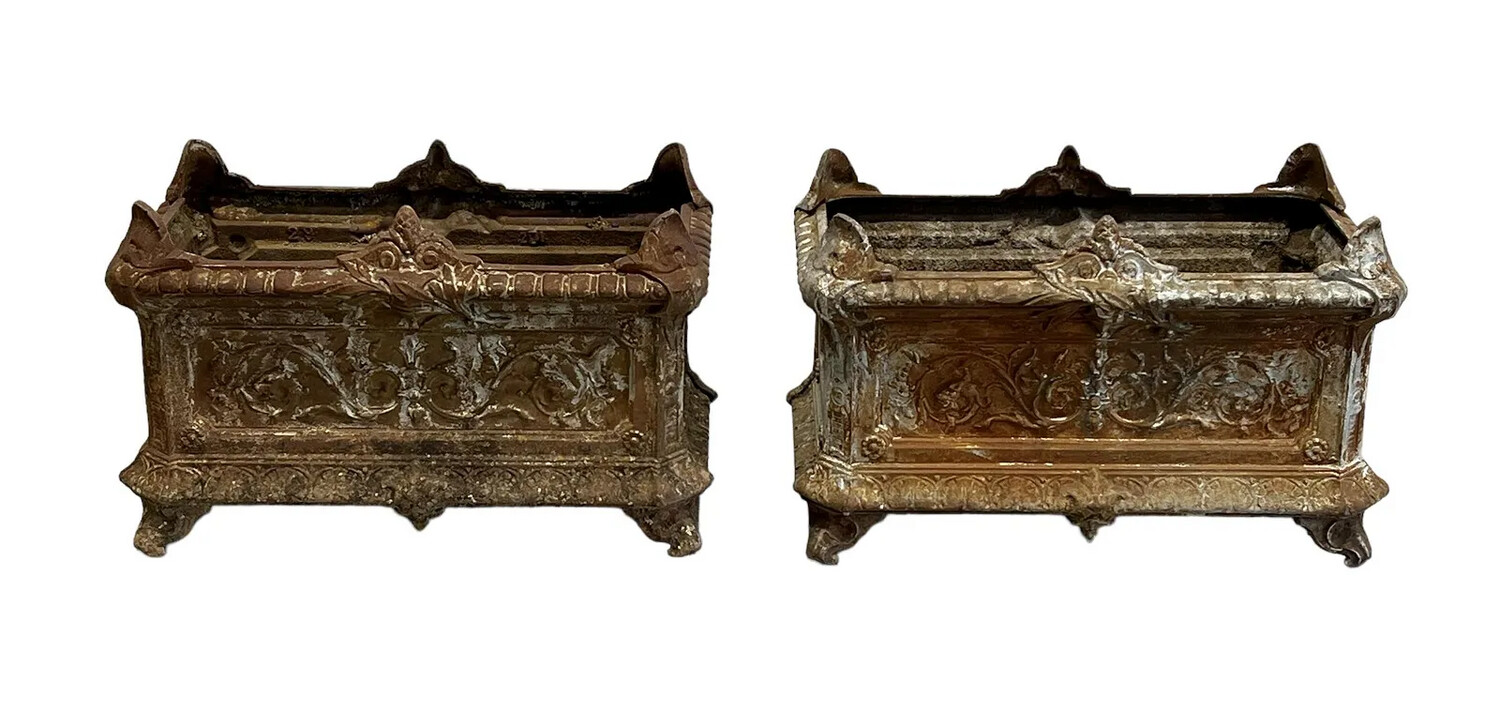 Pair Cast Iron French Jardineres