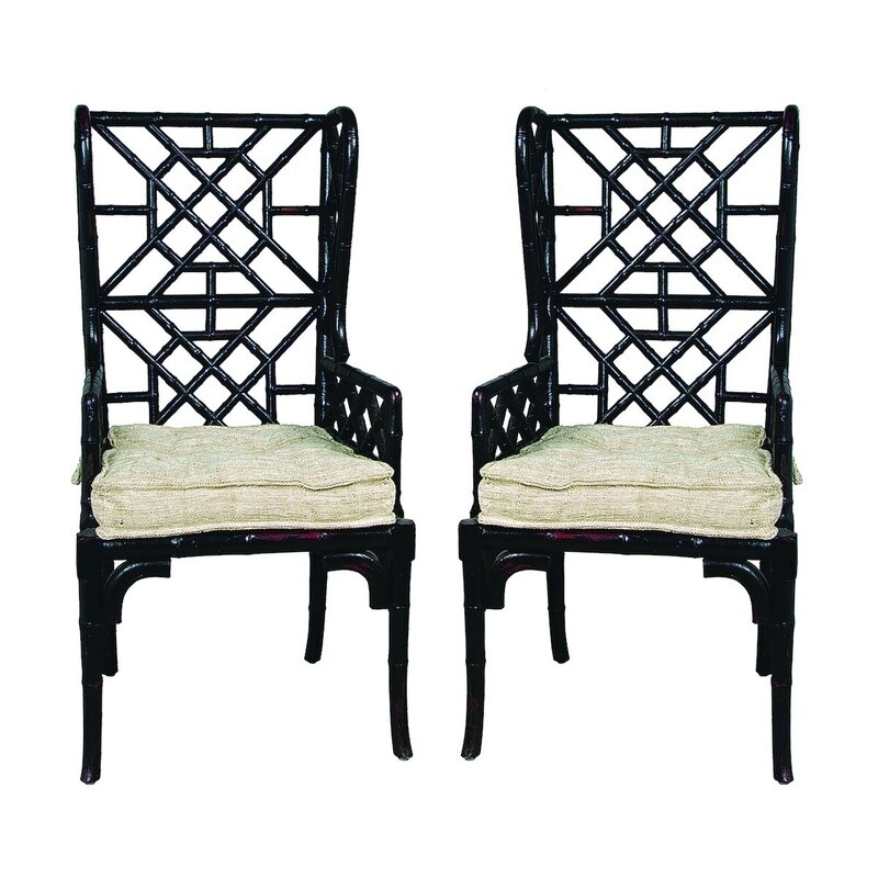 Pair Black Bamboo Chairs