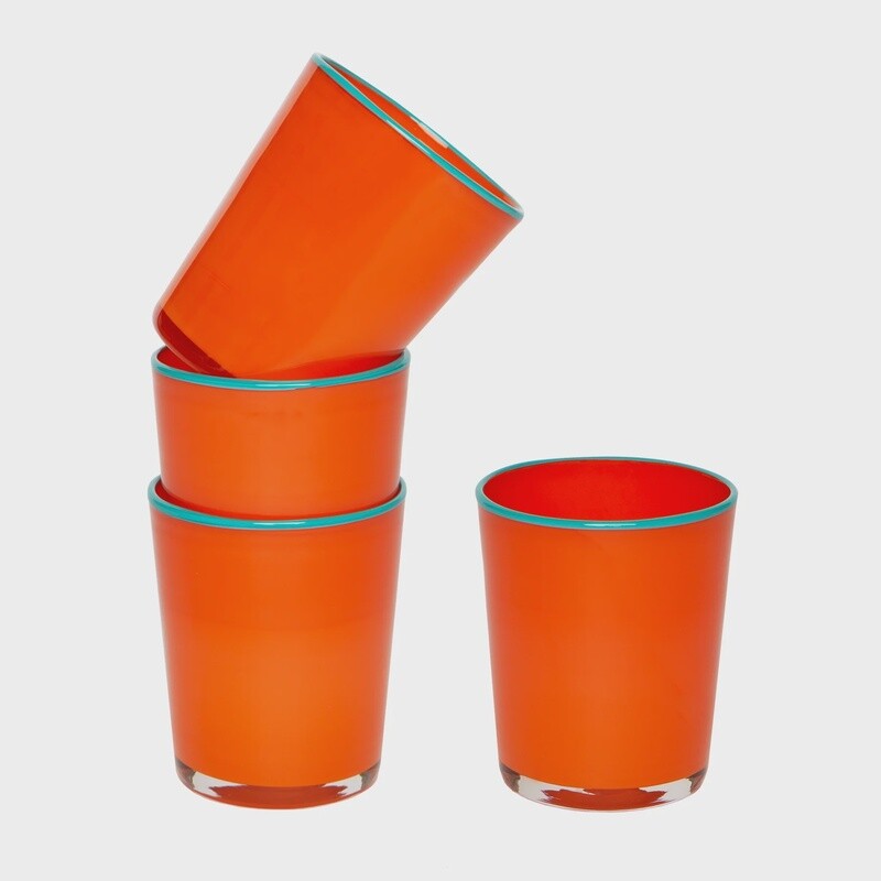 Summaer Glass Orange/Turquoise S/4  15oz.