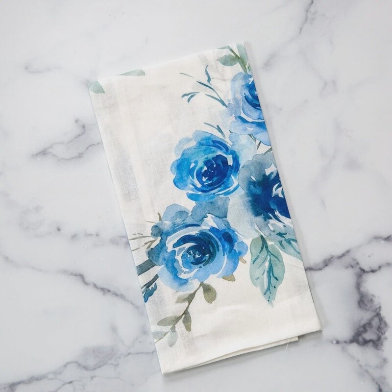 Blue Watercolor Linen Towel
