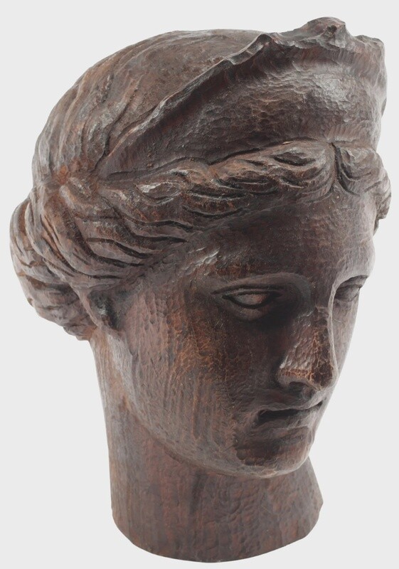 Neoclassical Carved Wood Bust of Diana