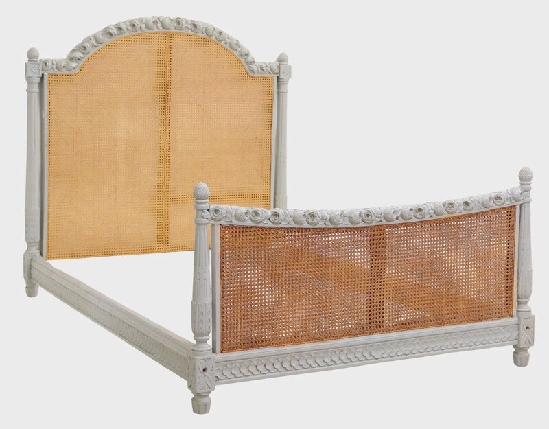 French Louis XVI Painted Cane Bed