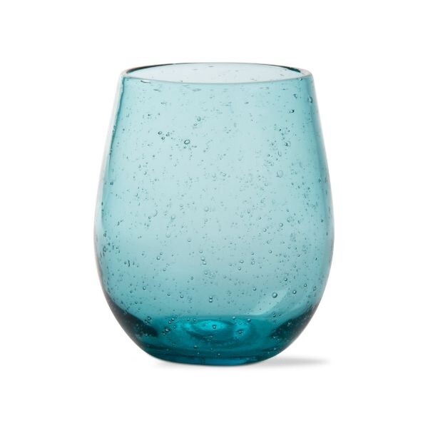 Confetti Stemless Wine Glass - Aqua