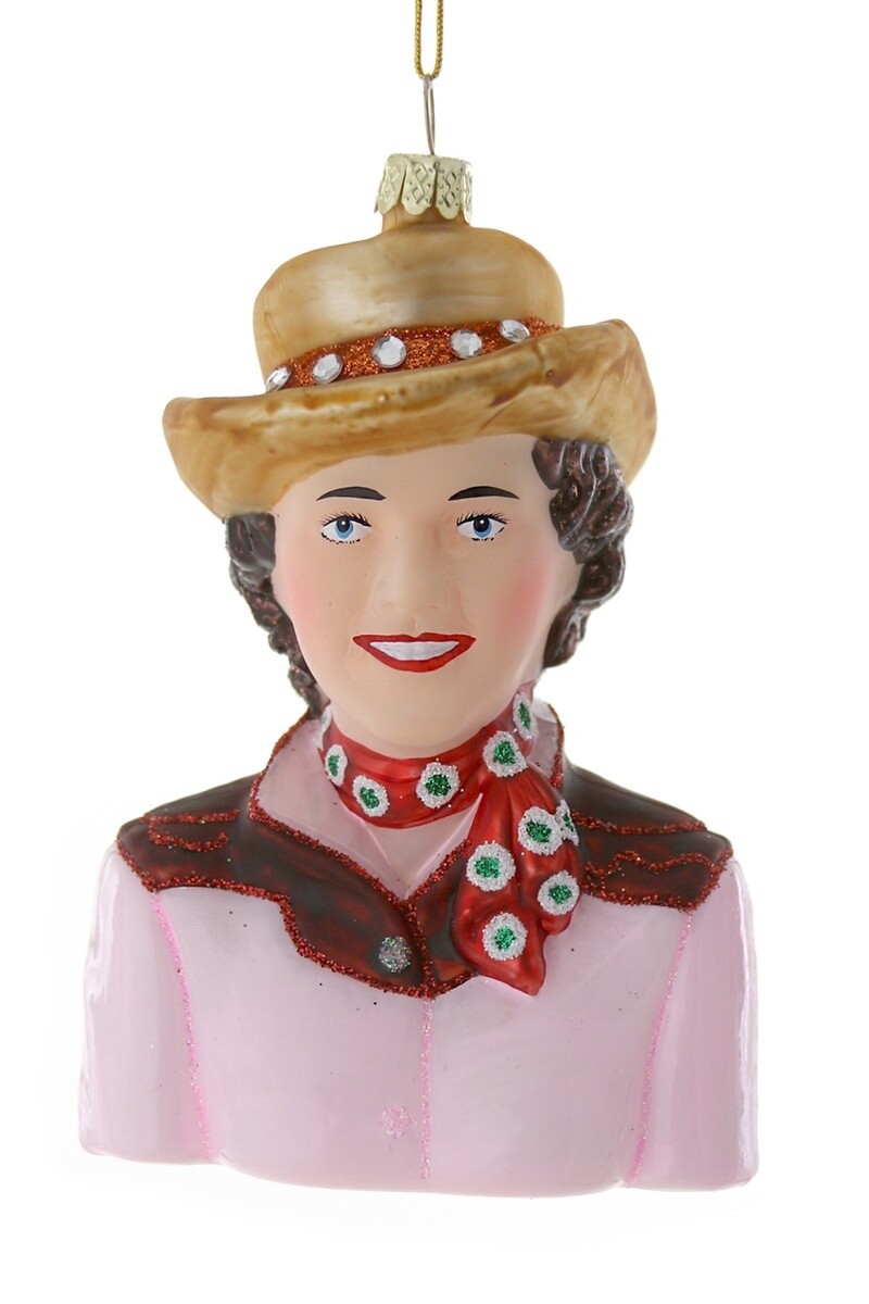 Vintage Cowgirl Glass Ornament