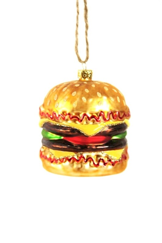 Double Cheese Burger Glass Ornament