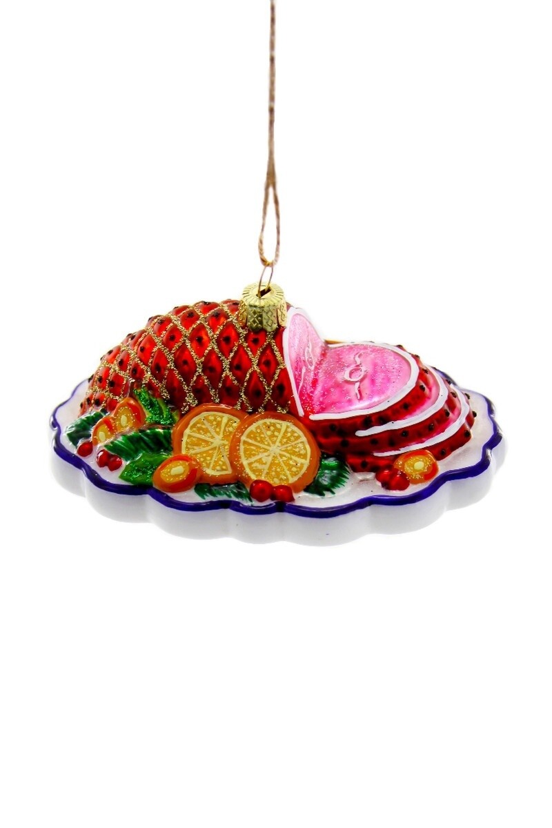 Ham Dinner Glass Ornament