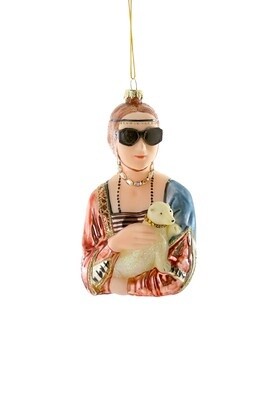 Lady With Ermine Glass Ornament