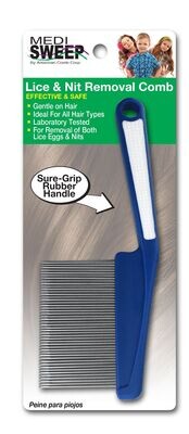 Long Tooth Metal Lice & Nit Removal Comb W Rubberized Handle - Item # 90373