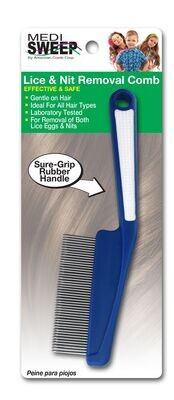 Short Tooth Metal Lice & Nit Removal Comb W Rubberized Handle - Item # 90374