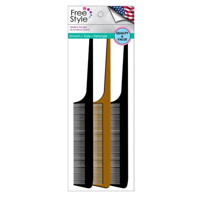 Pro Fine Rattail Comb Set of 3- Item # 3801-P-3