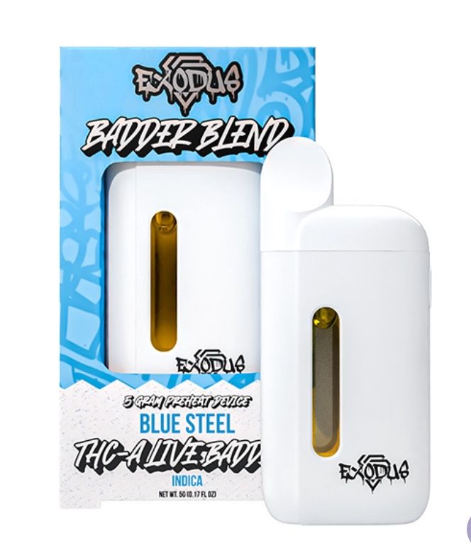 Exodus THC-A Disposable Vape | 5g, Strain: Blue Steel – (Hybrid)