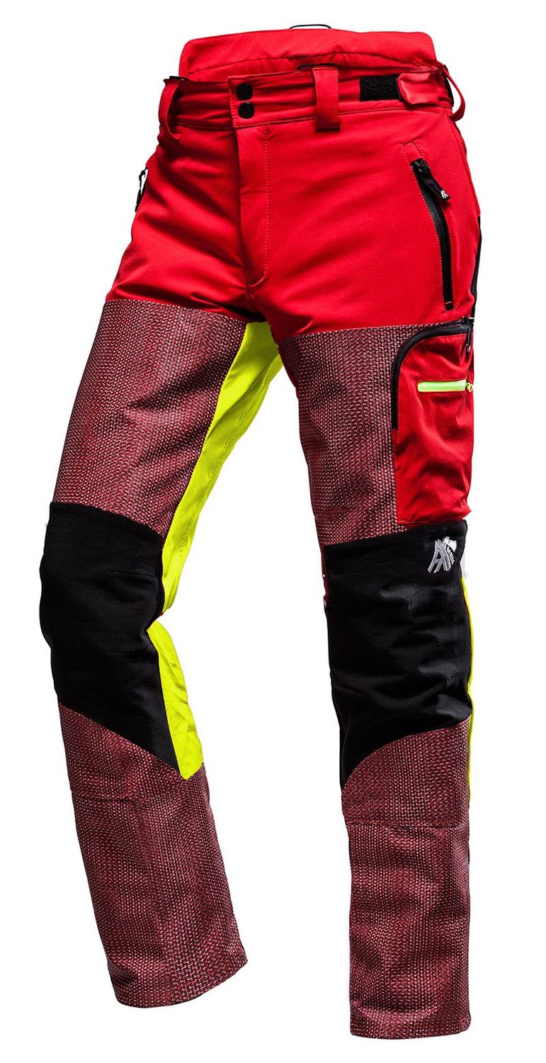 Abverkauf - AX-MEN Defender PRO Schnittschutzhose rot/gelb