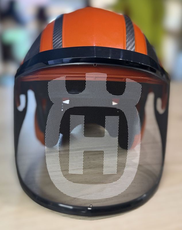 Sonderedition PROTOS®Helm Integral Forest EN 397 Farbe Orange / Karbon mit F39 Visier & Husqvarna Logo