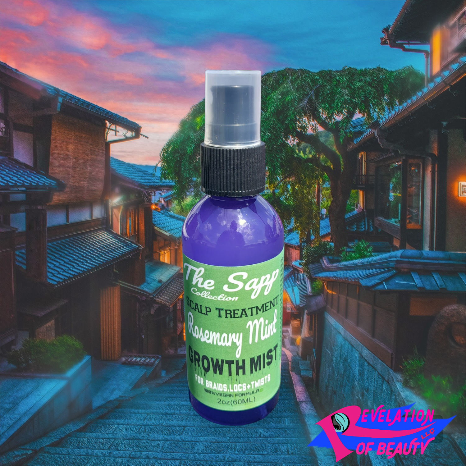 The Collection Sapp SCALP TREATMENT Rosemary Mint GROWTH MIST FOR BRAIDS.LOCS+TWISTS 100% VEGAN FORMULA 2oz
