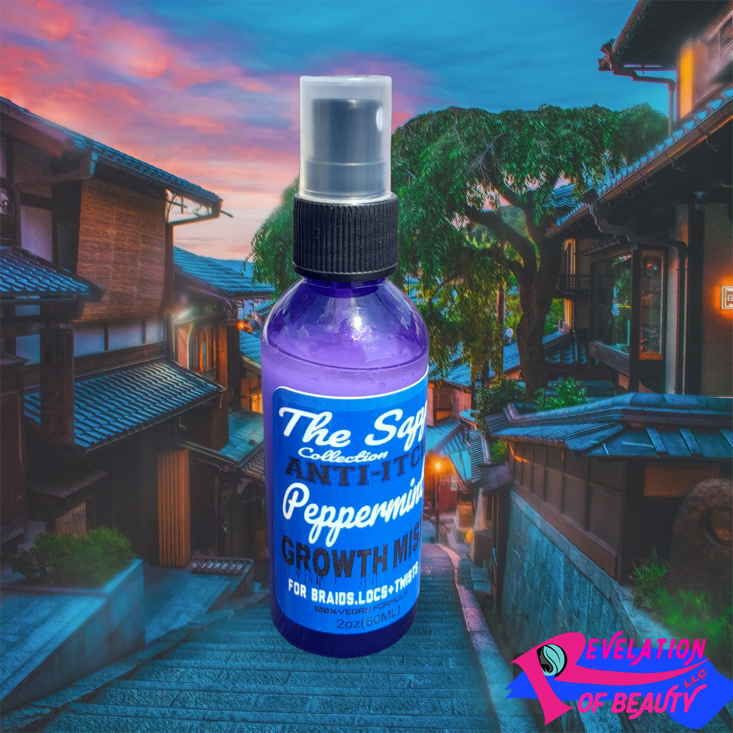 The Sapp Collection ANT-ITCH Peppermint GROWTH MIST FOR BRAIDS.LOCS+TWISTS 100% Vegan 2oz