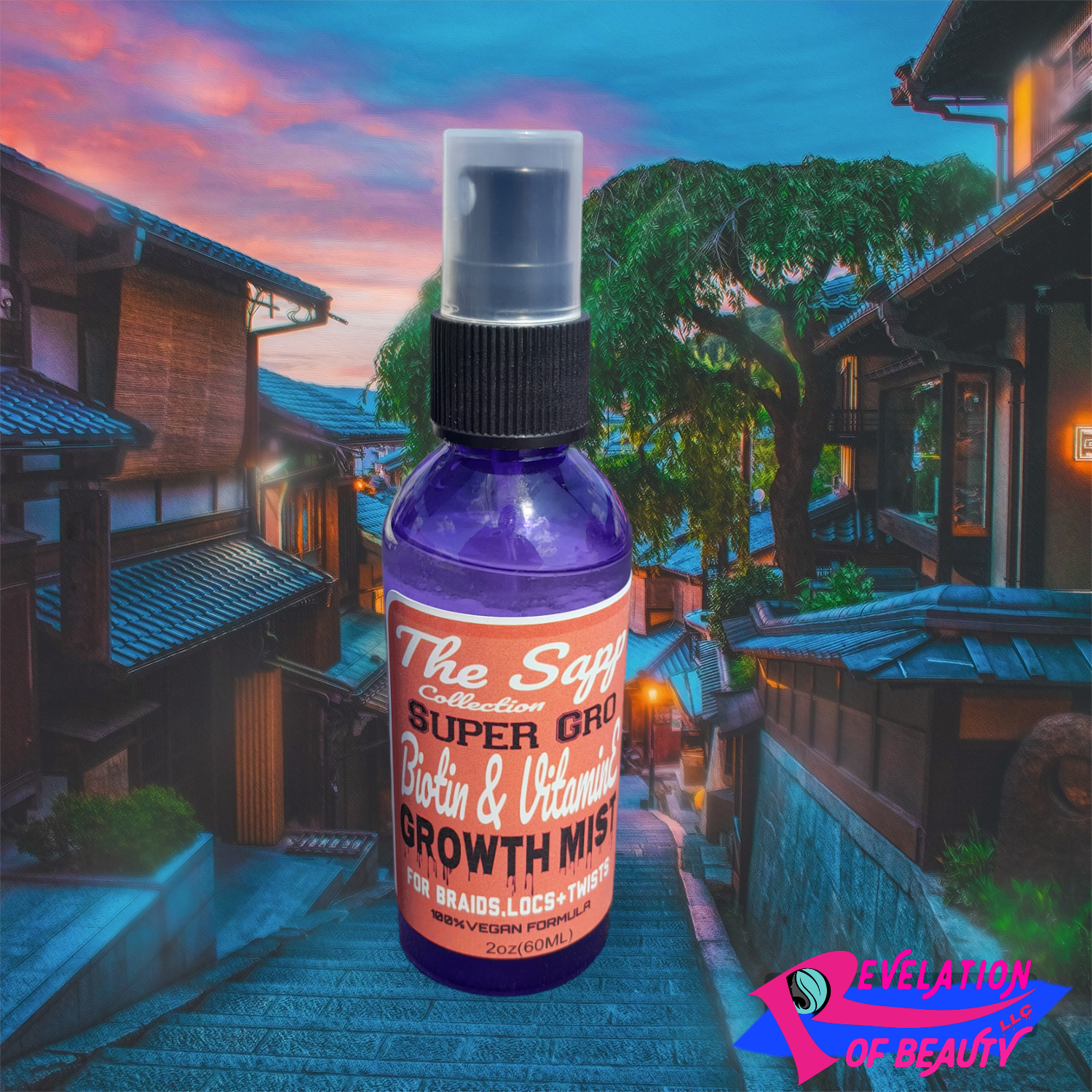 The Sapp Collection SUPER GRO With Biotin &amp; VitaminE GROWTH MIST FOR BRAIDS, LOCS+ TWISTS 100%VEGAN FORMULA 2oz