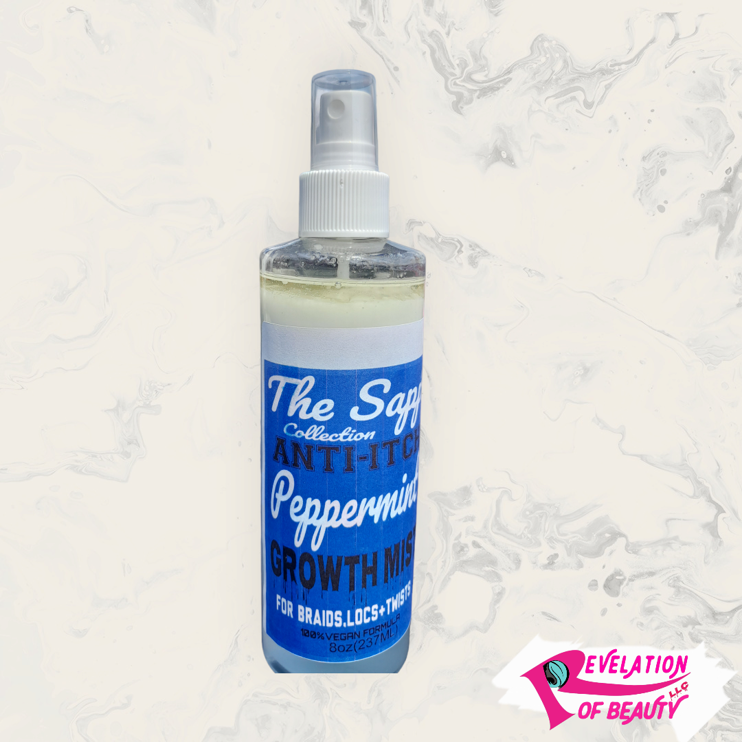 The Sapp Collection ANT-ITCH Peppermint GROWTH MIST FOR BRAIDS.LOCS+TWISTS 100% Vegan 8oz