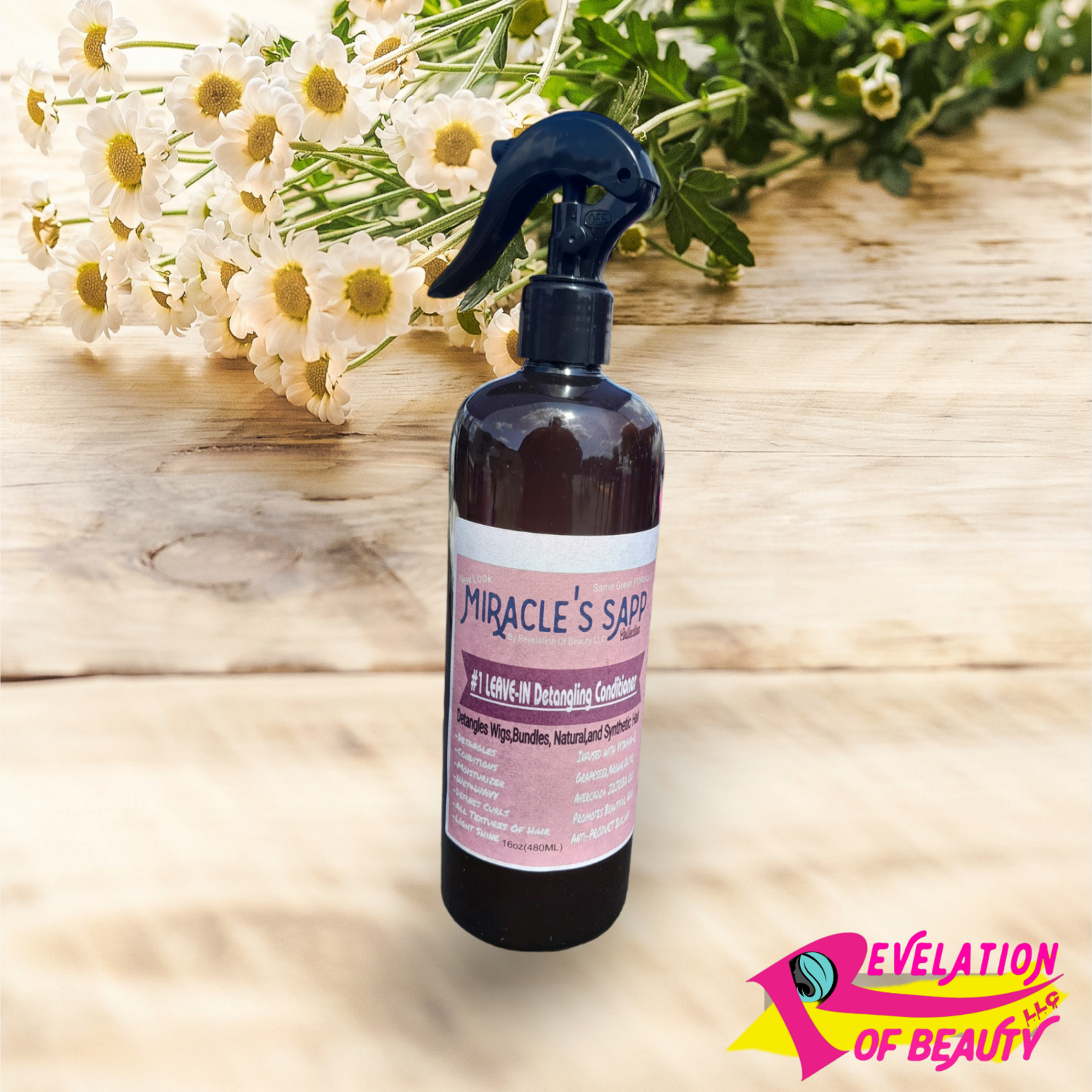MIRACLE’S SAPP Collection #1 Leave-In Detangling Conditioner.Detangles Wigs, Bundles, Natural, And Synthetic Hair 16oz