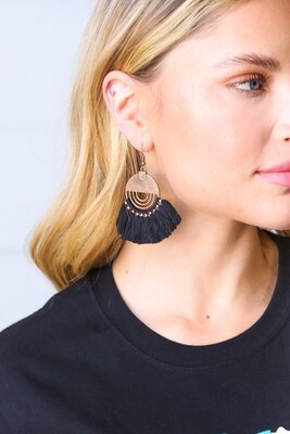 Boho Brass Tassel Drop Earrings