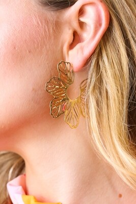 Fuchsia Vintage Metal Flower Power Earrings