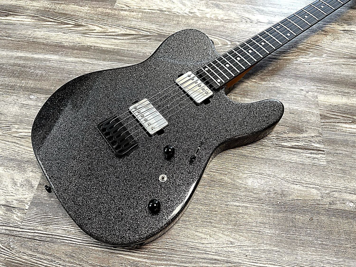Hermes 6HT Black Sparkle Baritone Model Electric Guitar : 30” Scale for Drop Tunings