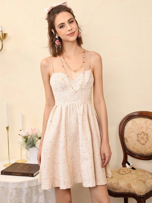 Vestido de tirantes bustier tweed