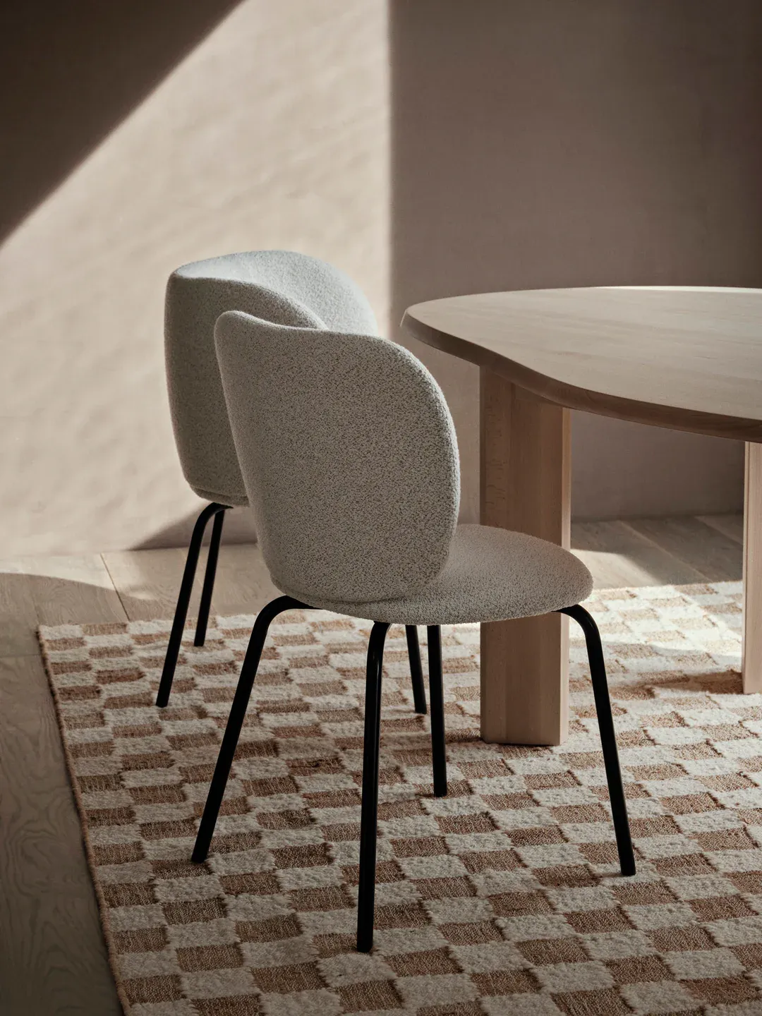 Check Wool Jute Teppich