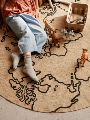 Jute Teppich Welt