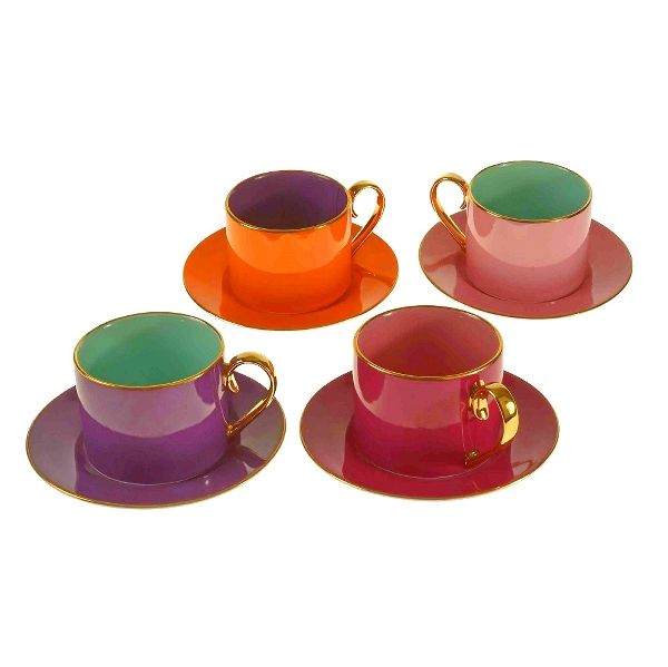 Tasse mit Untertasse Fancy Colors, 4er-Set