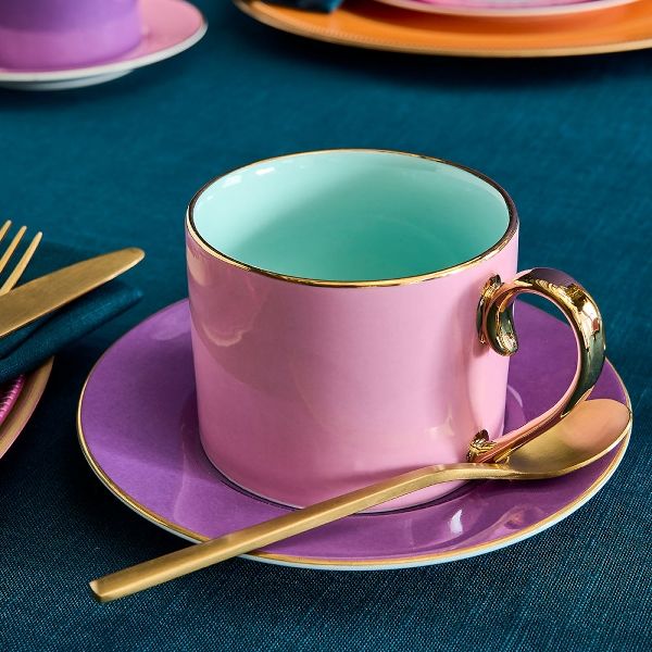 Tasse mit Untertasse Fancy Colors, 4er-Set