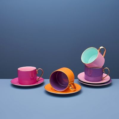 Tasse mit Untertasse Fancy Colors, 4er-Set