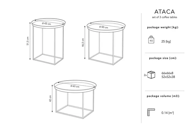 Ataca 3er -Set Couchtische