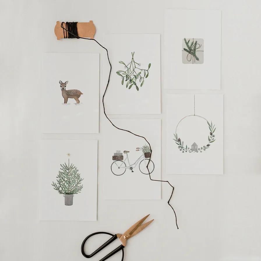 Aquarellkarte Mistletoe