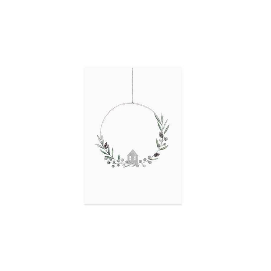 Aquarellkarte Christmas Wreath
