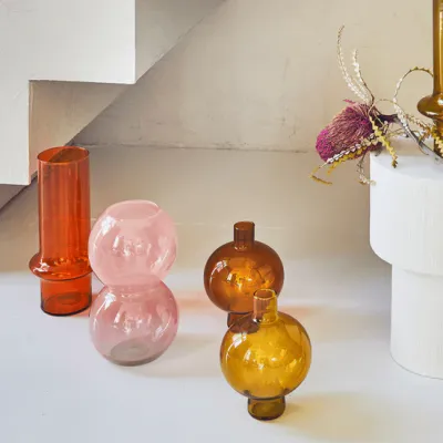 Vase aus recyceltem Glas, Glühbirne mit der Marke Aprikose