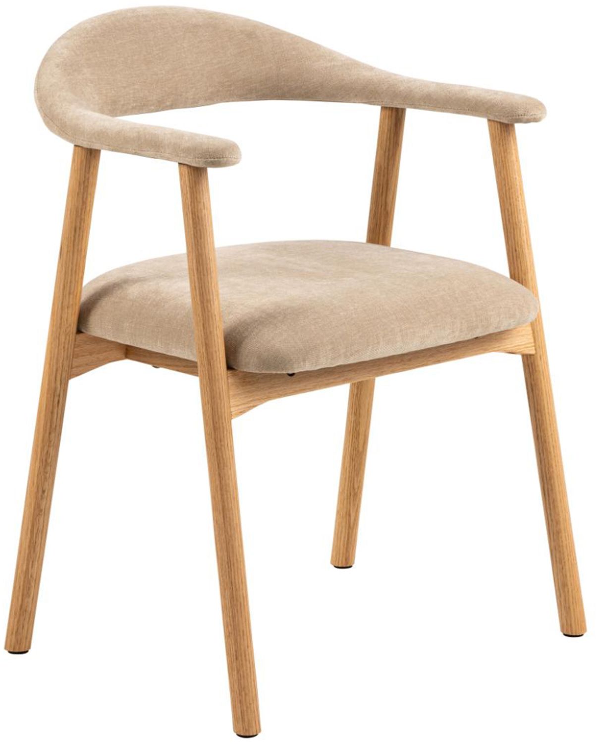 Selsey Settlica Chenille gepolsterter Stuhl auf Eichenbasis warm Beige