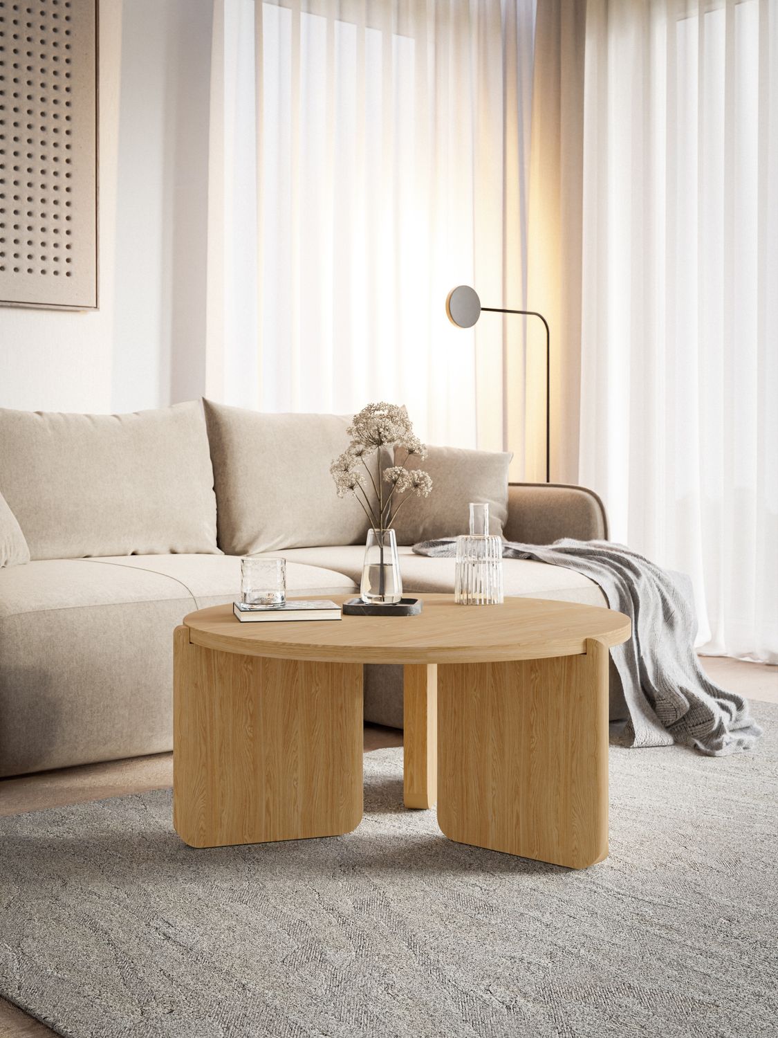 Selsey Couchtisch Runde Preffines s Durchmesser 80 cm Natürliche Eiche
