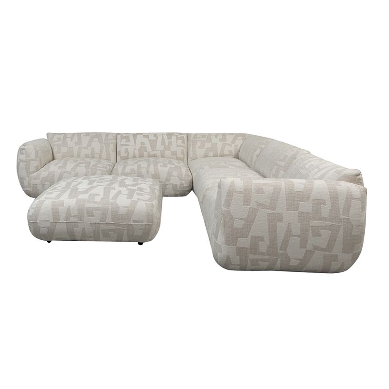 Amsterdam 6 Sitzer Ecksofa Mit Ottoman Weiße Glyphe