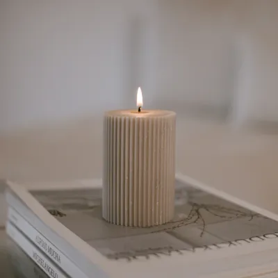 Blockkerze Rillen 70 x 100 grau Blockkerze Rillen 70 x 100 grau