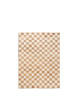 Check Wool Jute Teppich