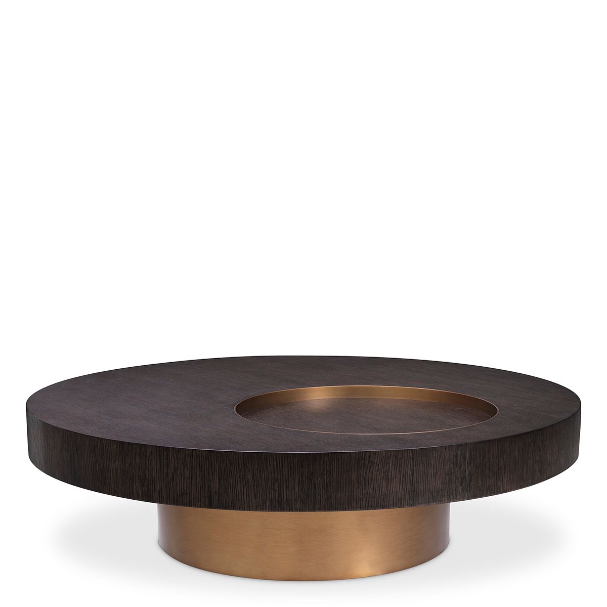 Coffee Table Otus round mocha oak veneer brushed brass finish