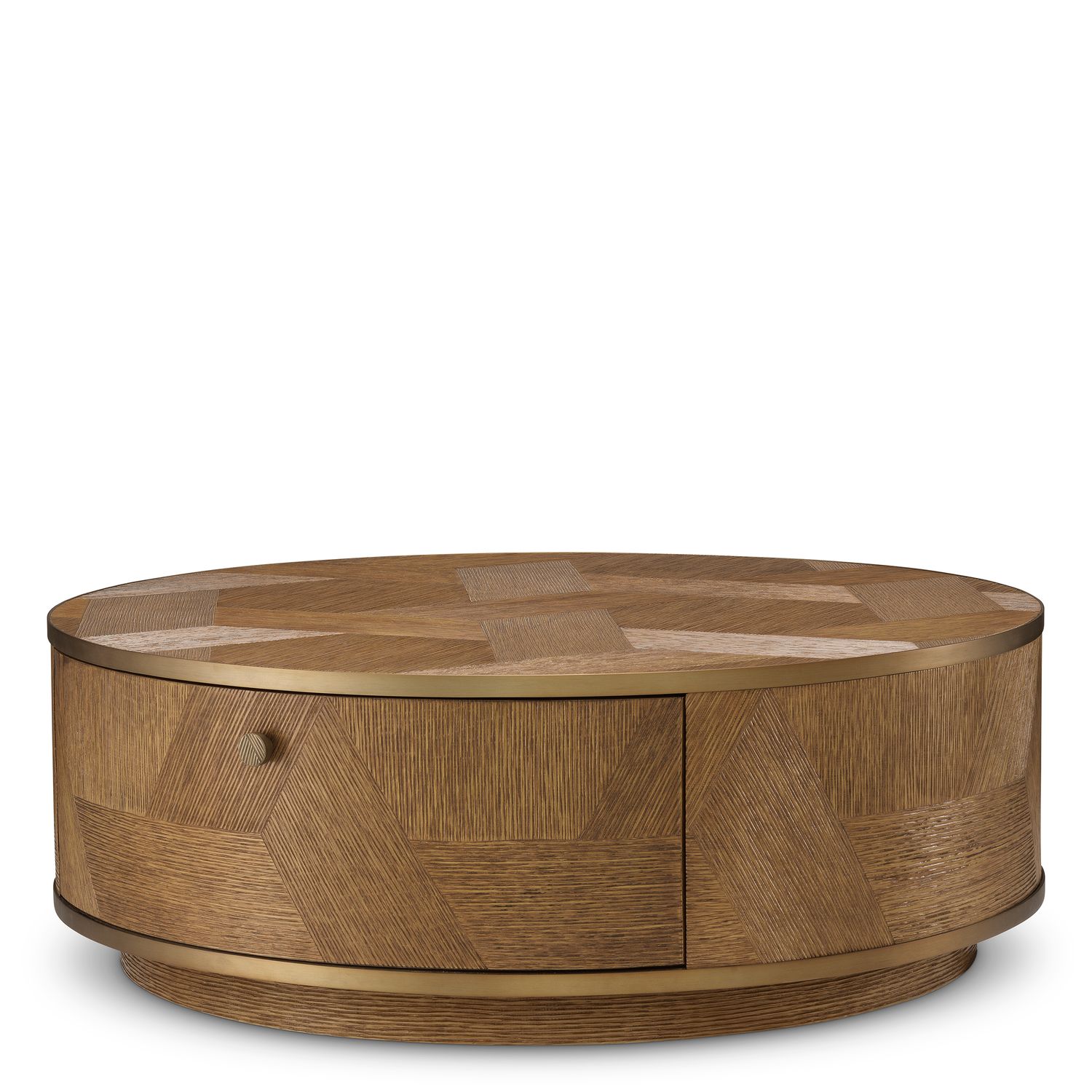 Coffee Table Velutto caramel carved oak veneer brushed brass finish