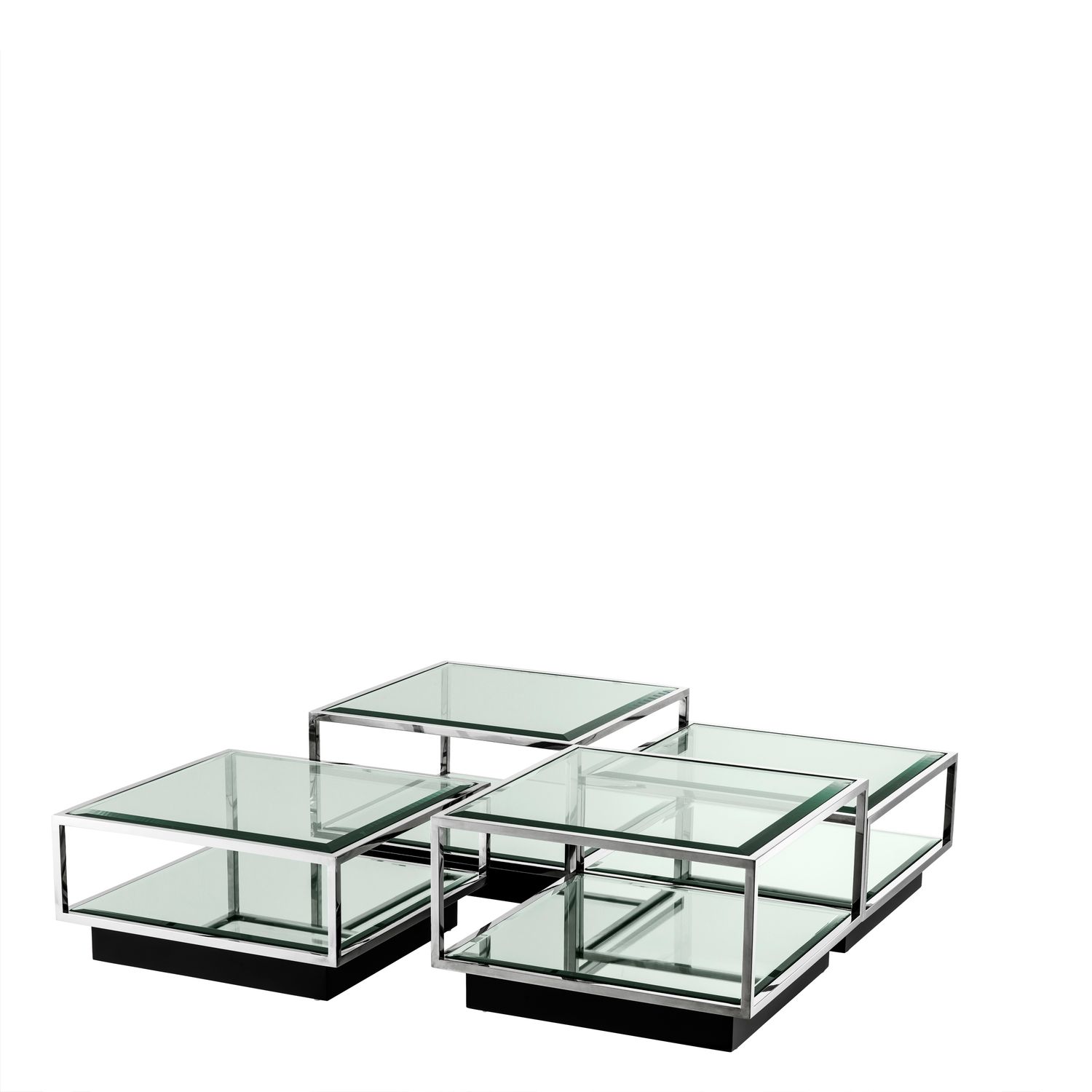 Coffee Table Tortona polished stainless steel S/4