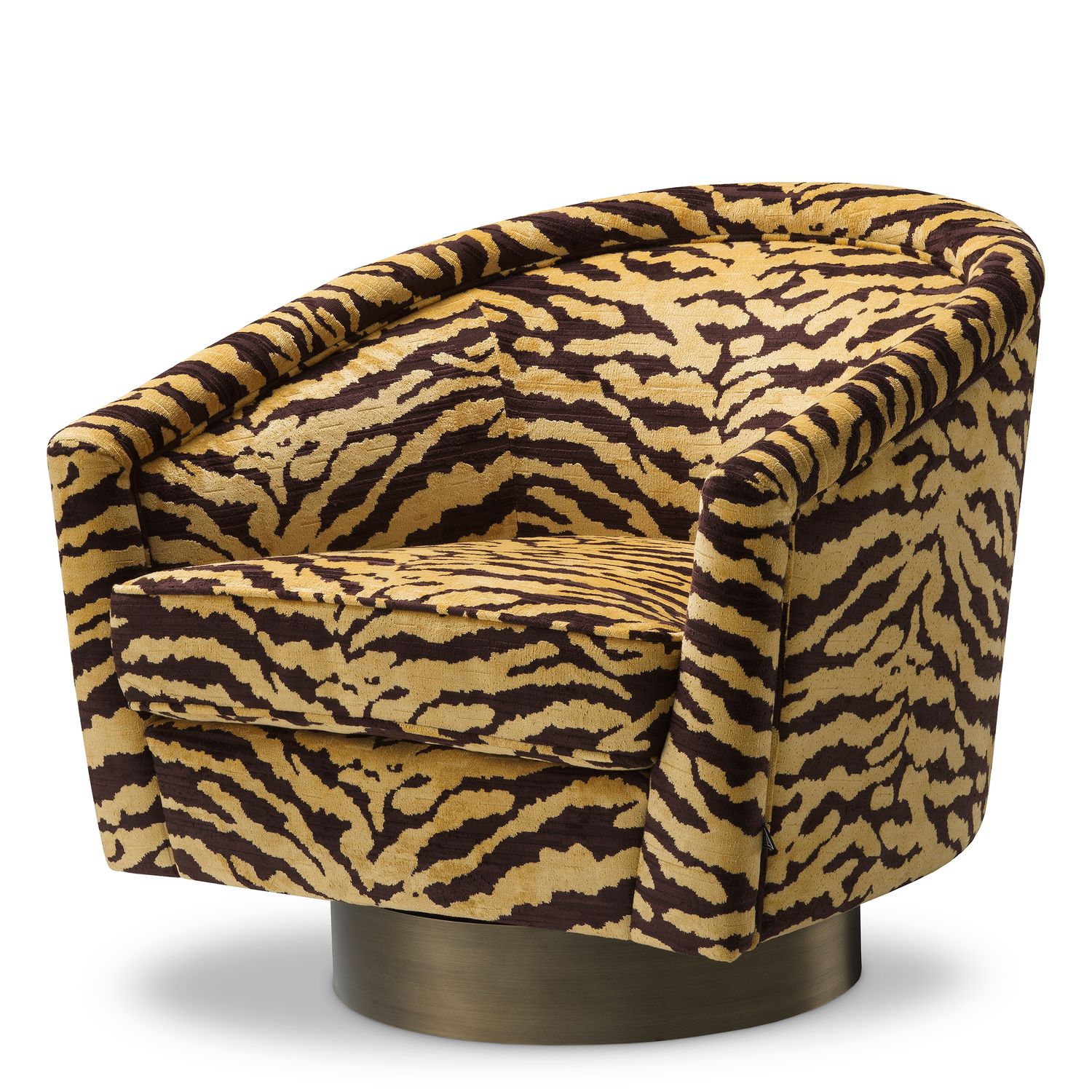 Swivel Chair Catene tigris brown brushed brass finish